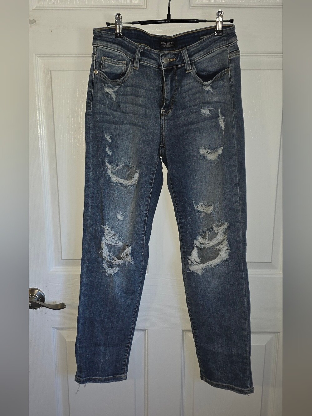 Judy Blue Distressed Dark Blue Boyfriend Jeans